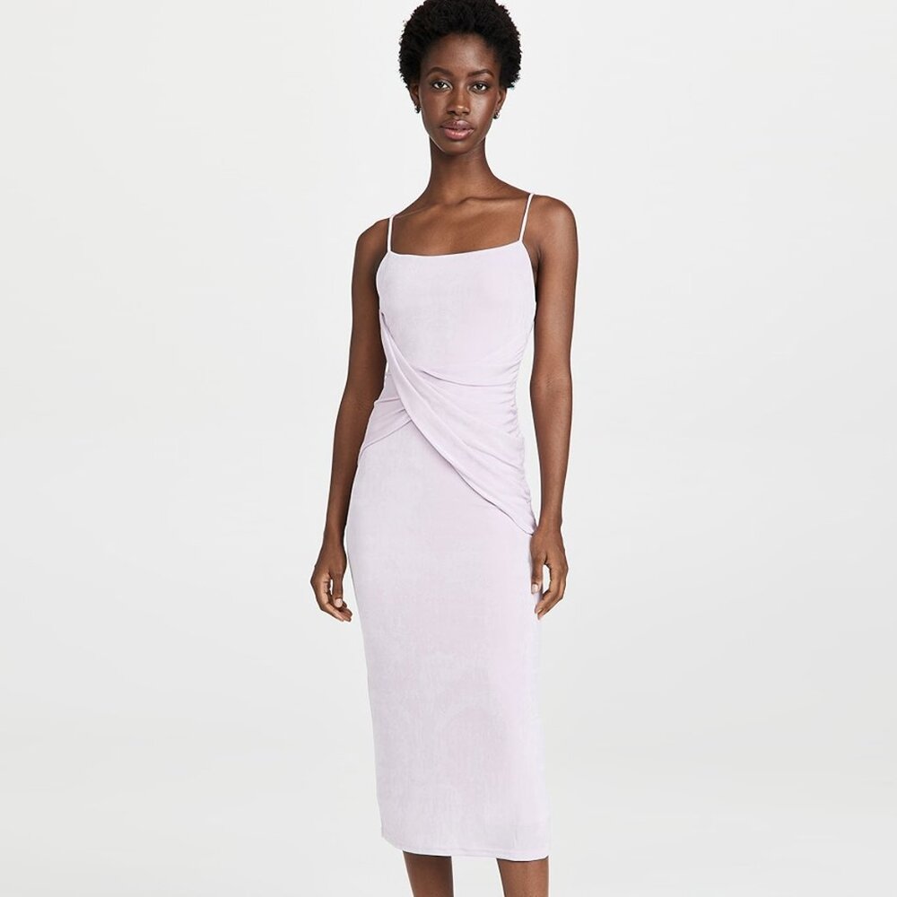 Significant Other Evelyn Dress Drapey Sheath Midi Dress Lilac Purple size 4 NWT